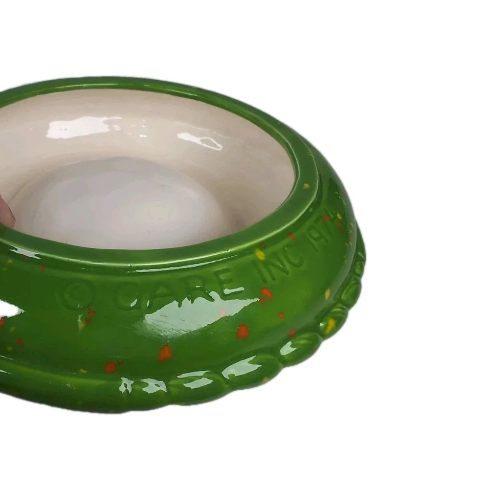 Gare 1974 Green W/Specks Of Orange Glaze Ceramic Ashtray USA Made 7.5